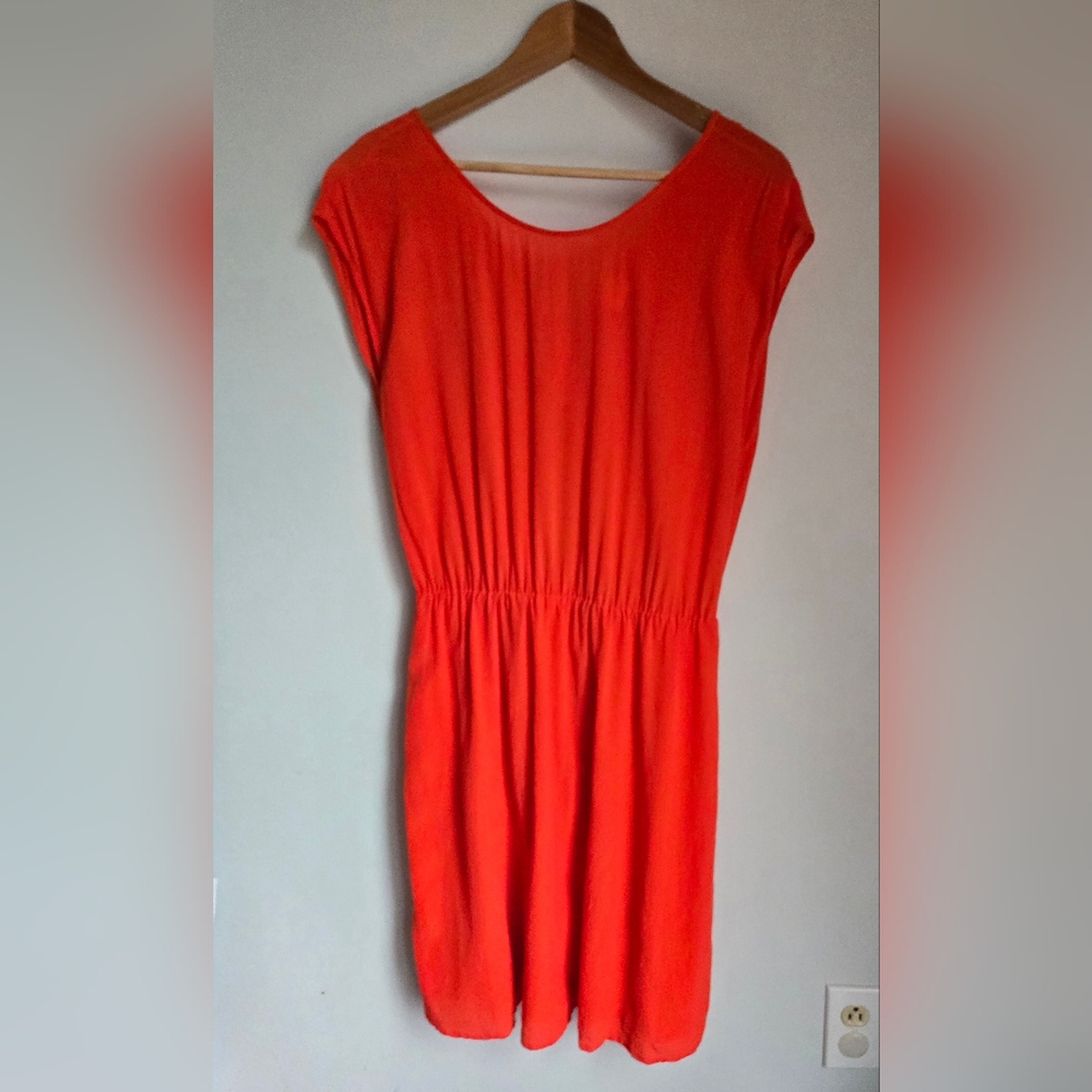 DES PETITS HAUTS Elegant Coral Silk FABULE Dress
